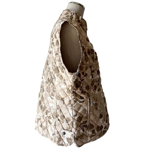 Eddie Bauer Tan Camo Print Quilted Goose Down Puffer Vest - Women's XL - Picture 3 of 12